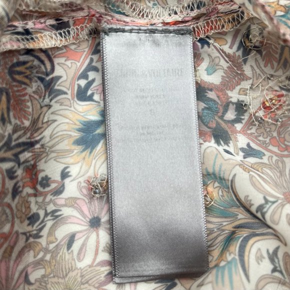 Zadig & Voltaire Taya Mousseline Mini Kaleido Floral Beaded Tunic Blouse Size S - Picture 15 of 16